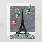 Winter Eiffeltoren, kerstballonnen, nacht Briefkaart (Voorkant / Achterkant)