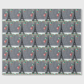 Winter Eiffeltoren, kerstballonnen, nacht Cadeaupapier (Vlak)