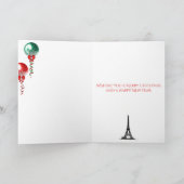 Winter Eiffeltoren, kerstballonnen, nacht Feestdagen Kaart (Binnen)