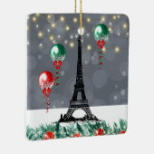 Winter Eiffeltoren, kerstballonnen, nacht Keramisch Ornament (Rechts)