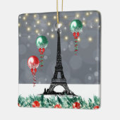 Winter Eiffeltoren, kerstballonnen, nacht Keramisch Ornament (Links)