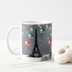 Winter Eiffeltoren, kerstballonnen, nacht Koffiemok