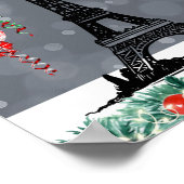 Winter Eiffeltoren, kerstballonnen, nacht Poster (Hoek)