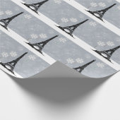 Winter Eiffeltoren, Snowflake-ballonkerst Cadeaupapier (Hoek)