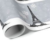 Winter Eiffeltoren, Snowflake-ballonkerst Cadeaupapier (Rol Hoek)