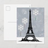 Winter Eiffeltoren, Snowflake-ballonkerst Feestdagenkaart (Voorkant / Achterkant)
