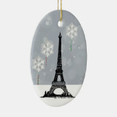 Winter Eiffeltoren, Snowflake-ballonkerst Keramisch Ornament (Rechts)