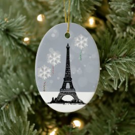 Winter Eiffeltoren, Snowflake-ballonkerst Keramisch Ornament