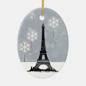 Winter Eiffeltoren, Snowflake-ballonkerst Keramisch Ornament (Voorkant)