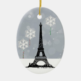 Winter Eiffeltoren, Snowflake-ballonkerst Keramisch Ornament