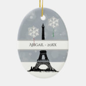 Winter Eiffeltoren, Snowflake-ballonkerst Keramisch Ornament (Achterkant)