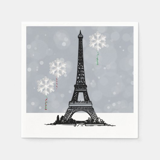 Winter Eiffeltoren, Snowflake-ballonkerst Servet (Voorkant)