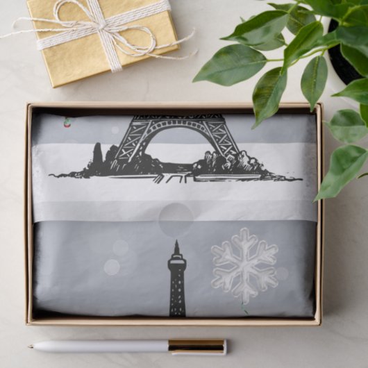 Winter Eiffeltoren, Snowflake-ballonkerst Tissuepapier (Geschenk)