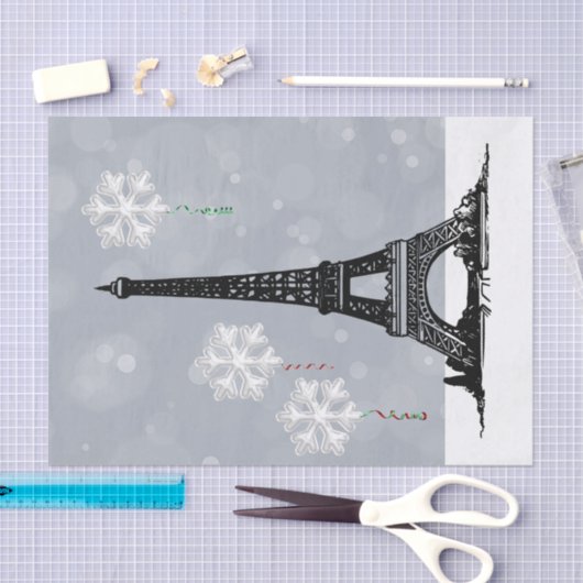 Winter Eiffeltoren, Snowflake-ballonkerst Tissuepapier (Craft)