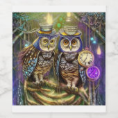 Winter Eigenaren in Forest Steampunk Gothic Digita Wijn Etiket (Enkel label)