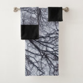 Winter Eik Abstract Modern Zwart & Wit Mannelijk Bad Handdoek (Insitu)