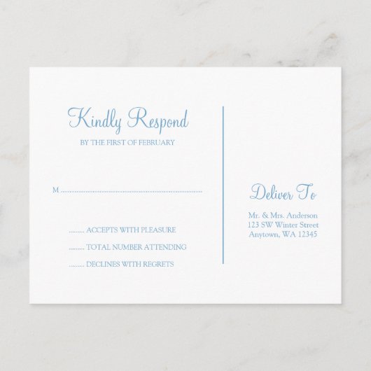 Winter eik boom blauw wit vleermuis mitswa RSVP Uitnodiging Briefkaart (Achterkant)