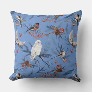 Winter Einde van de Dag Zangvogels Uilen Dennentak Kussen