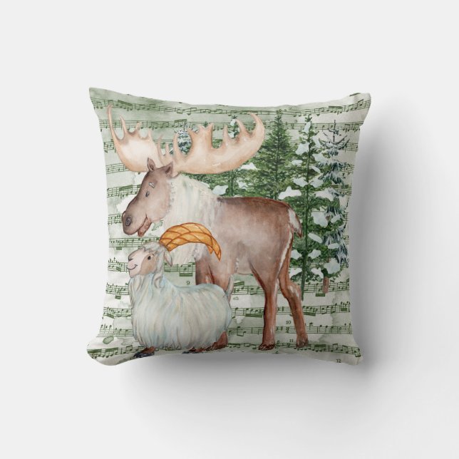 Winter Eland en Geit Kussen (Voorkant)