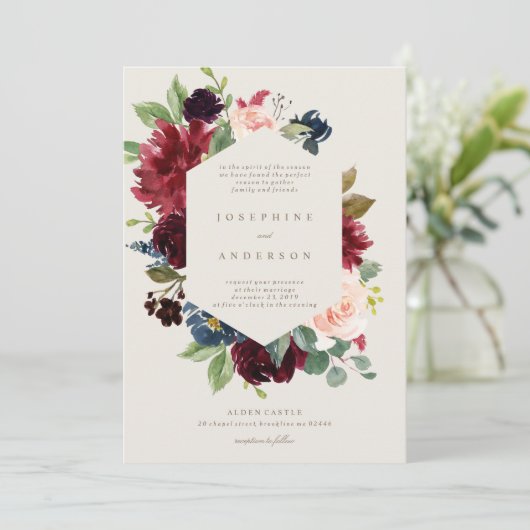 Winter Elegance Wedding Invitation Kaart (Staand voorkant)