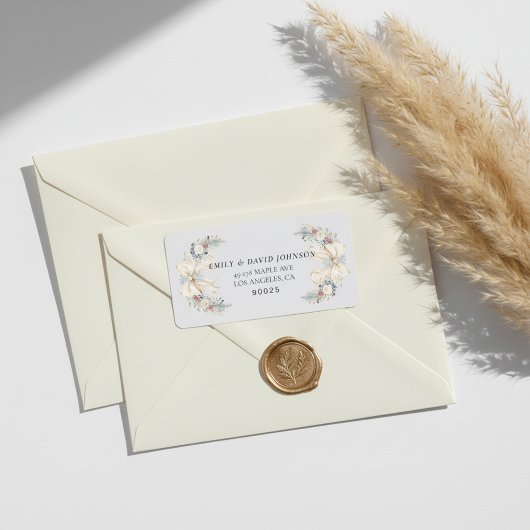 Winter Elegance with Cream Bow Address Label