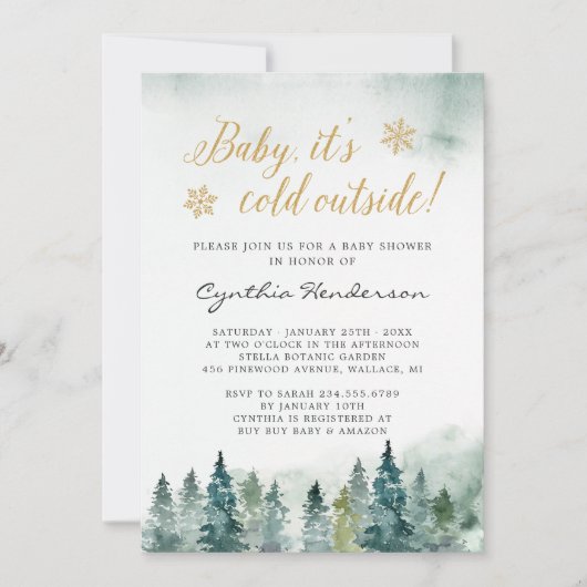 Winter Elegant Baby shower Baby Het is koud buiten Kaart (Voorkant)