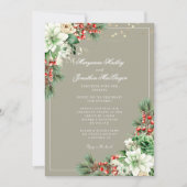 Winter Elegant Bloemen Script Trouwen Kaart (Voorkant)