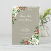 Winter Elegant Bloemen Script Trouwen Kaart (Staand voorkant)