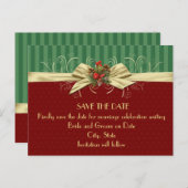 Winter Elegant Damask Christmas Sla de datum op Aankondigingskaart (Voorkant / Achterkant)