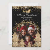 Winter Elegant Gouden Glitter Kerstboom Foto Kaart (Voorkant)