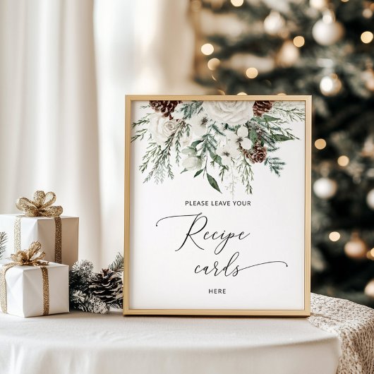 Winter elegant laat je receptkaart hier poster