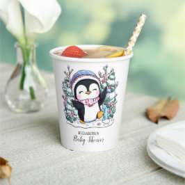Winter Elegant Penguin Baby shower Papieren Bekers