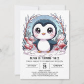 Winter Elegant Penguin Digitale Verjaardag Kaart (Voorkant)