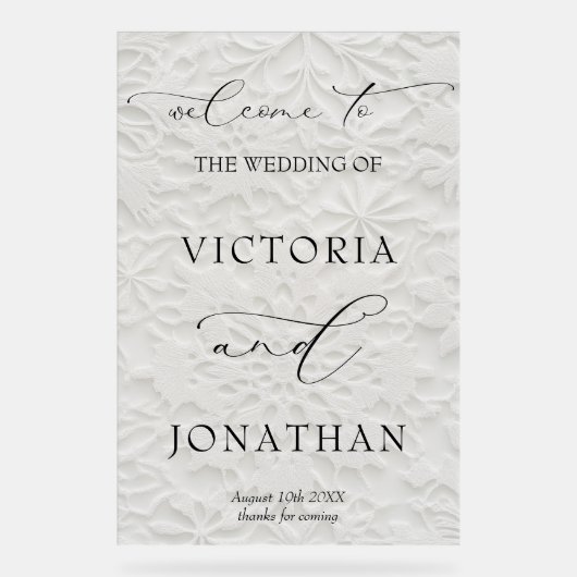 Winter Elegant Snowflakes Wedding Welcome Acryl Bord (Voorkant)