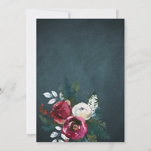 Winter elegante bloemen rustieke verlovingsfeest kaart (Achterkant)