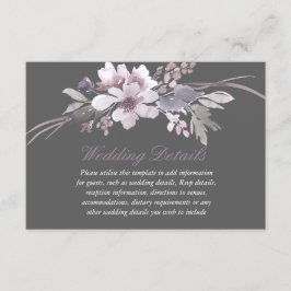 Winter Elegante Bloemige Bruiloftsreceptie details Informatiekaartje