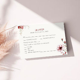 Winter Elegante Bourgondische Floral Wedding RSVP  Bedankkaart