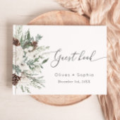 Winter elegante evergeen bruiloft gastenboek