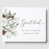 Winter elegante evergeen bruiloft gastenboek (Voorkant)