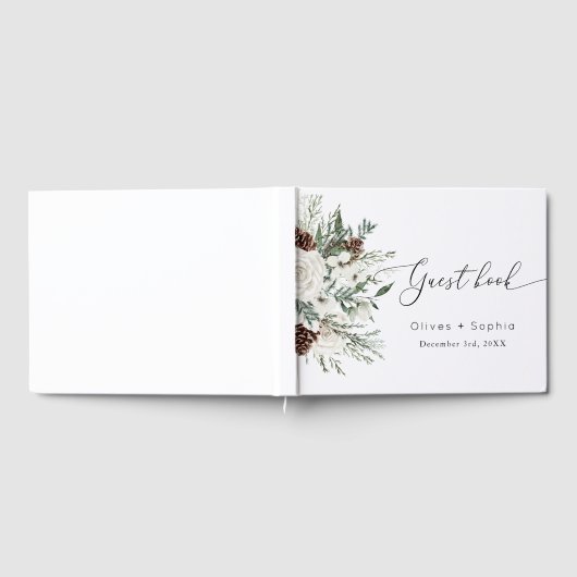 Winter elegante evergeen bruiloft gastenboek (Volledig)