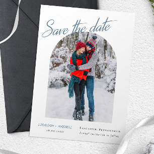 Winter Elegante Foto Dusty Blue Kalligrafie Save The Date