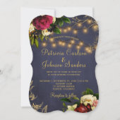 Winter elegante gouden marine bordeaux bruiloft kaart (Voorkant)