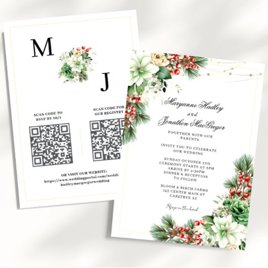Winter Elegante QR Code Trouw Kaart