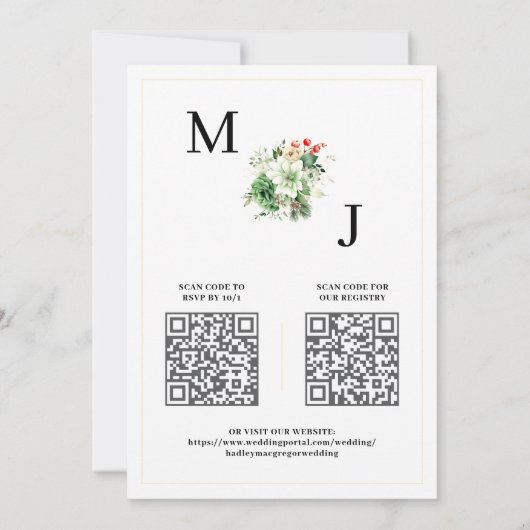 Winter Elegante QR Code Wedding Kaart (Achterkant)