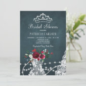 Winter elegante rustieke bloemrijke chic bruidssho kaart (Staand voorkant)