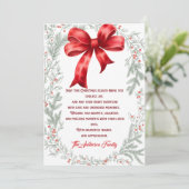 Winter Elegante Waterverf Red Bow Christmas Feestdagenkaart (Staand voorkant)