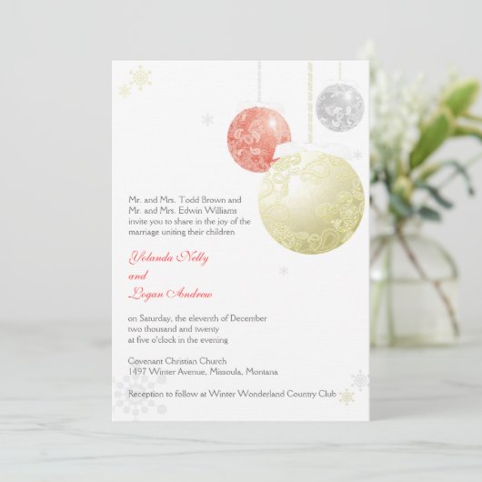 Winter Elegantie Kerstmis Bruiloft Kaart (Staand voorkant)
