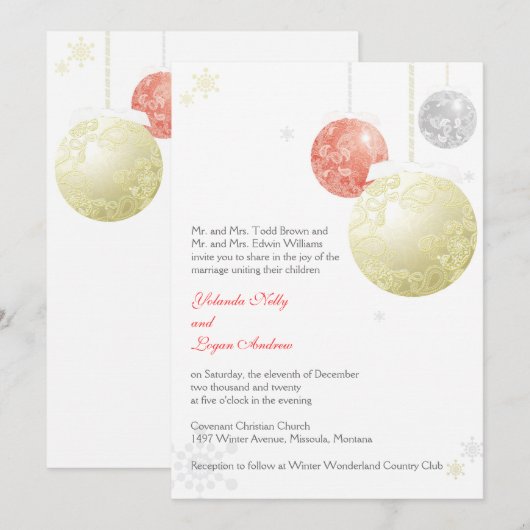 Winter Elegantie Kerstmis Bruiloft Kaart (Voorkant / Achterkant)