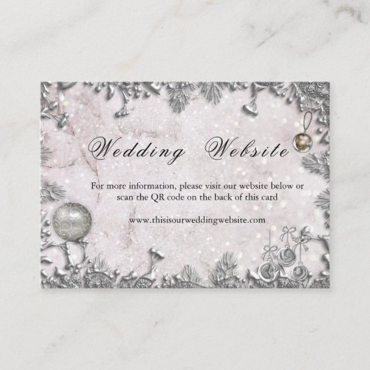Winter Elegantie Kerstmis Bruiloft Website Informatiekaartje (Voorkant)