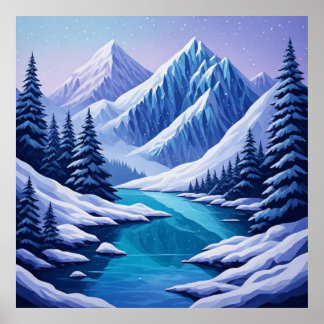 Winter Elegantie Landschap Berglandschap❄️ Poster